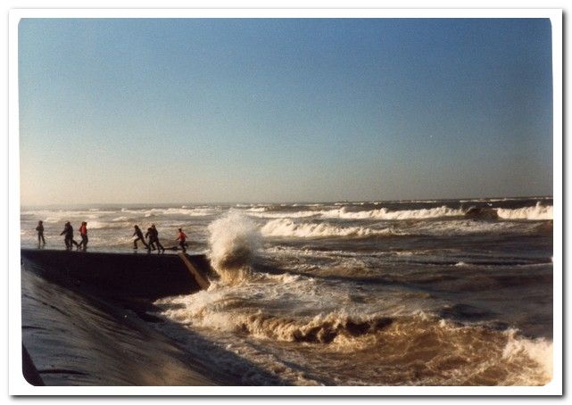 Dodging waves in Redcar - 1980